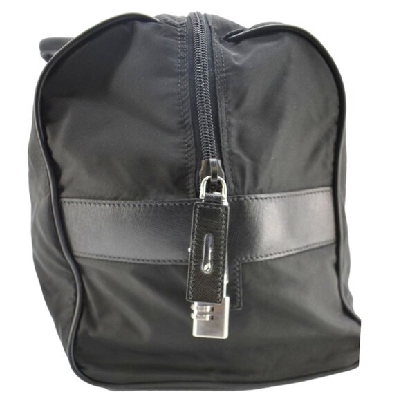 PRADA Re- Nylon Saffiano Leather Viaggio Duffle Bag Black - Picture 10 of 13